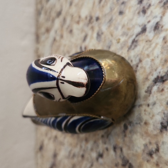 Vintage Handcrafted Tonala Ceramic and Brass Ducks - Picture 9 of 11